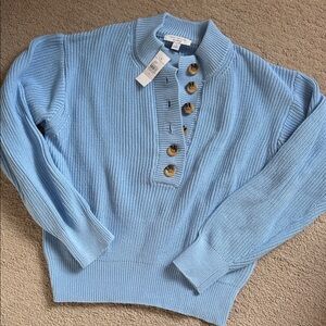 NWT Ann Taylor Blue Button-Up Sweater